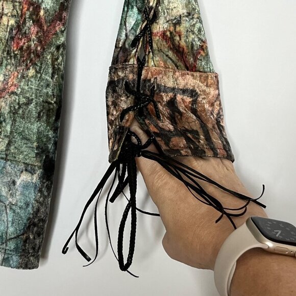 Fendi 3/4 Sleeve Button Front Leather Lace Up Sleeves Wearable Art Size 8 - Picture 5 of 11